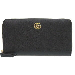 Gucci GG Marmont Round Zip Wallet Black Leather Long